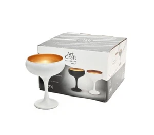 Set of 4 Luna Couple Glass Champagne White Gold Drink Picnic Glasses - Picture 1 of 3