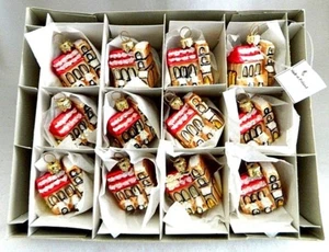 VINTAGE-NEW Box of 12 Small Bronze Snowy Church Glass Christmas Ornaments Poland - Imagen 1 de 6