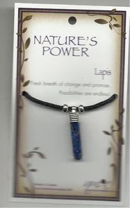 NATURE'S POWER "LAPIS" PENDANT NECKLACE ON BLACK CORD WITH HEALING PROPERTIES - Picture 1 of 2