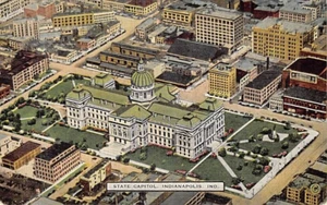 Postkarte IN: State Capitol, Luftaufnahme, Indianapolis, Indiana, Vintage Leinen 1953 - Bild 1 von 2