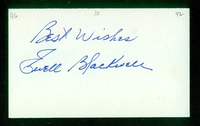 338, Ewell Blackwell, Original Signed/Autograph, Index Card, Reds, "1942, 46-52" - Image 1 of 4