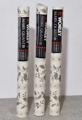 x3 Vintage Mary Quant Worley Wallpaper WQ2701 Clematis Pattern 10m x520mm 26.5cm - Image 1 of 4