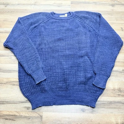 Suéter De Colección LL Bean Freeport Maine Para Hombres L Azul Marino Grueso Tejido Waffle Pullover Foto 1 de 4