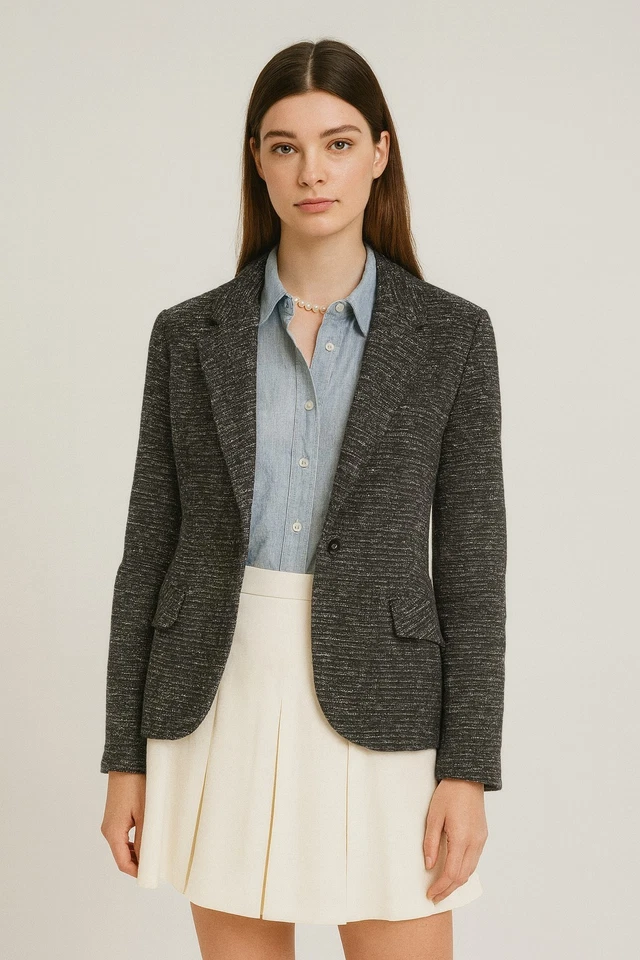 Blazer parisino clásico tejido negro de un solo pecho Anthropolgie Cartonnier pequeño Foto 1 de 4