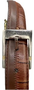 STACY ADAMS Crocodile Belt Embossed / Smooth Genuine Leather Brown 6-094 Size 32 - Picture 1 of 9
