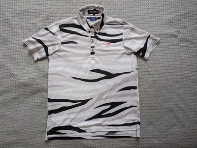 Le Coq Sportif Polo Shirt Mens Large White Black Golf Collection Zebra Stripe - Image 1 of 4