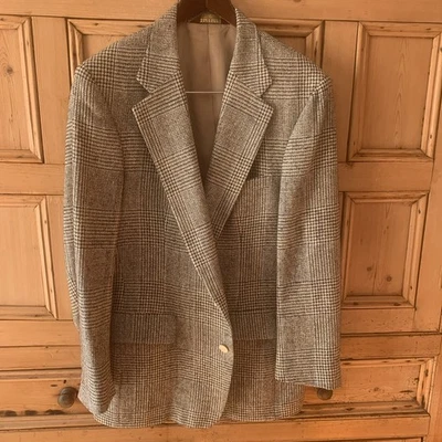 Nordstrom Abrigo Deportivo Lana Seda Negro Crema Azul Cuadros 2 Botones 1 Ventilación EE. UU. 42 R Foto 1 de 4