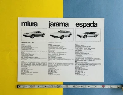 VINTAGE  LAMBORGHINI MIURA JARAMA ESPADA DEALER SALES BROCHURE US  ORIGINAL - Image 1 of 4