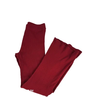PINK Victorias Secret Stretch Cotton Ribbed Flare Leggings Women's Small Red  - Image 1 of 4