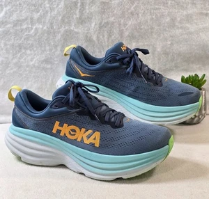 Hoka One One Bondi 8 Damen Weite Laufschuhe Schnürschuhe Blau/Grün Größe 9 - Bild 1 von 12