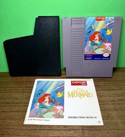 Disney's The Little Mermaid (Nintendo NES, 1991) - Clean Authentic Cart & Manual