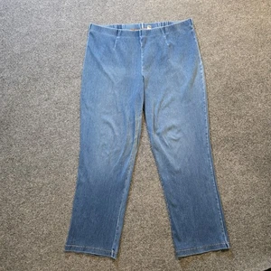 LL Bean Jeans Womens Size XL Blue Denim Pull On Perfect Knit High Rise Casual - Picture 1 of 10