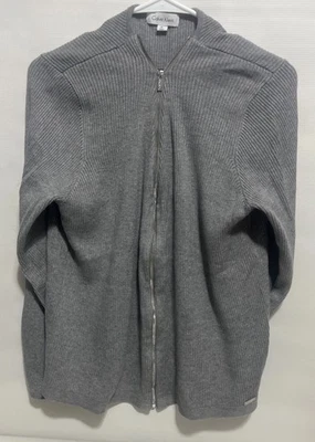 Calvin Klein Women’s Gray Cardigan Sweater Long Sleeve Knit Full Zip Up Size XL - Image 1 of 4