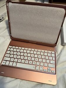 360 Swivel Stand Bluetooth Backlit Keyboard Case Cover For iPad 9.7" - Pink