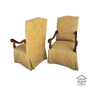 (2) CENTURY FURNITURE Damask Italian Provincial Throne Host Statement Armchairs - Picture 1 of 13