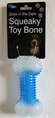 Rubber Spike Glow in the DarkDog Bone  Play Toys Squeaky Chew Puppy Fun 6.5" - Image 1 of 4