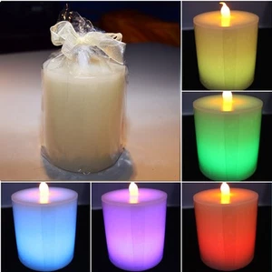 Led Echtwachs Kerze Kerzenlampe bunt Beleuchtung Lampe Farbwechsel 6 Farben NEU - Bild 1 von 2