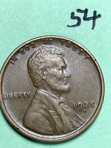 1925-D LINCOLN WHEAT CENT, VERY HIGH QUALITY CONDITION XF+, #54 Cover