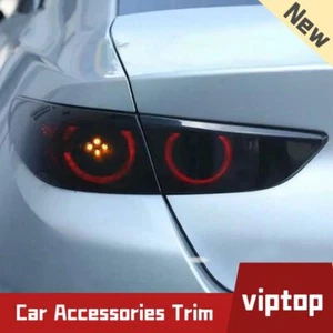 4x ABS Tail Light Lamp Guards Panel Cover For Mazda 3 Sedan 2020-23 Smoke Black - Picture 1 of 12