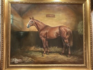 Contemporary Portrait Oil on Canvas Horse Named AYTHORPE - Picture 1 of 12