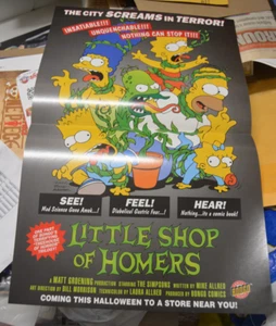 PÓSTER PROMOCIONAL DE LOS SIMPSONS LITTLE SHOP OF HOMERS 1995 11 X 17 PULGADAS - Imagen 1 de 3