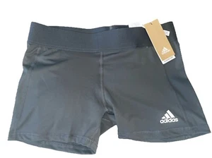 Adidas Women’s Biker Shorts Large Gray Logo Climalite Stretch Lightweight - Picture 1 of 5