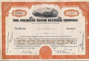 Stock certificate American Sugar Refining Company 1950's-1960's orange - Picture 1 of 1