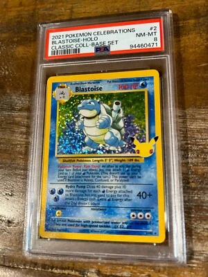 POKEMON 2021 Celebrations BLASTOISE Holo Classic Coll Base Set #2 PSA 8 RARE - Image 1 of 2