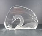 Mats Jonasson Lead Crystal Swan & Baby Etched Figurine Paperweight Sweden Signed