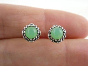 Pandora ALE Sterling Silver Birthday Blooms Chrysoprase Stud Earrings 925 7.97mm - Picture 1 of 11