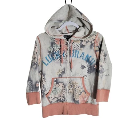 Sudadera con capucha floral Y2K inspirada vintage de Lucky Brand para mujer manga 3/4 cremallera completa Foto 1 de 4