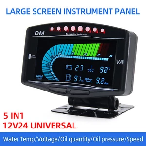 5 IN 1 Gauge Car LCD Digital Volt/Water Temp/Fuel/Oil Pressure/Tachometer Guage - Picture 1 of 17