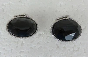 Vintage Shields Black Stone and Silver Braided Frame Cufflinks - Picture 1 of 6