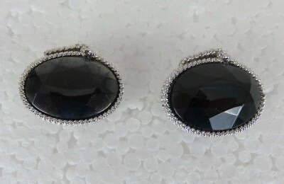 Vintage Shields Black Stone and Silver Braided Frame Cufflinks - Image 1 of 4