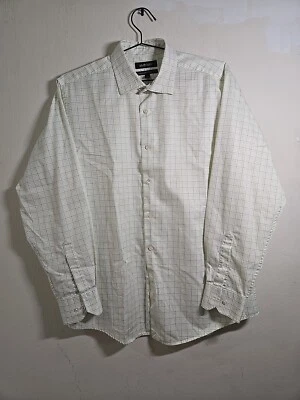 Camisa de hombre Murano manga larga con botones beige y verde a cuadros talla grande Foto 1 de 4