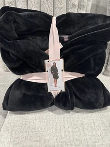 Victoria's Secret schwarzer Plüsch Morgenmantel kurz XS/S brandneu mit Etikett neu mit Etikett UVP 60 $ - Bild 1 von 5