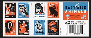 Scott #6022 Baby Wild Animals Booklet Pane of 8 Forever Stamps - MNH - Picture 1 of 1