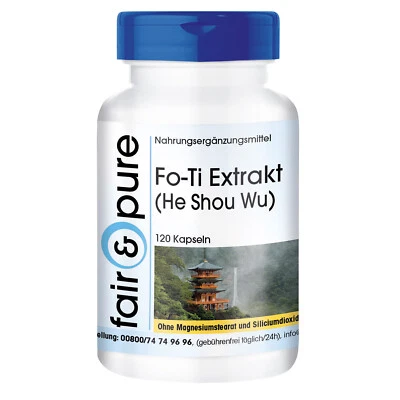 Fo-Ti-Extrakt - 120 Kapseln mit Piperin, 5-fach konzentriert, vegan, fair & pure