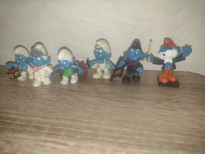 6 Schlümpfe: Nachtwächter, Arzt, Lieferant, Arbeiter, Schornsteinfeger, Dirigent - Bild 1 von 4