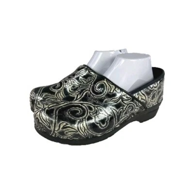 Zuecos profesionales de charol floral blanco Sanita para mujer EE. UU. 10 zapatos de trabajo sin cordones  Foto 1 de 4