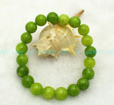 Natural 6/8/10mm Peridot Stone Green Crystal Beads Stretch Bracelet Handmade - Image 1 of 4