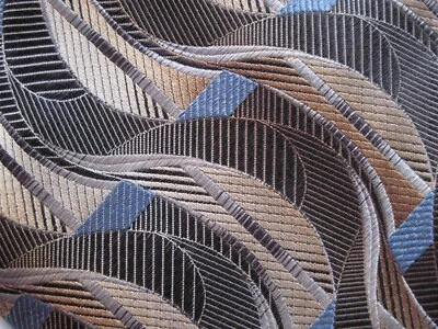 BACHRACH Black Gold Silver Blue Geometric Woven Italy Necktie Tie B27 - Image 1 of 4