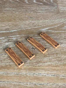LEGO 4x Wood Grain 4 Silver Nails Medium Nougat Tile 1 x 4 P/N 2431pb652 - Imagen 1 de 2