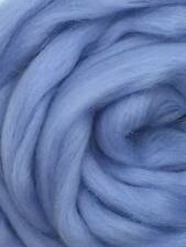 Blue Wool Roving for Spinning into Yarn and Wet or Needle Felting, Soft Merino