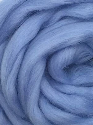 Blue Wool Roving for Spinning into Yarn and Wet or Needle Felting, Soft Merino - Image 1 of 4