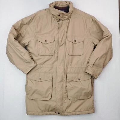Vintage Lands End Jacket Mens Large Khaki Chore Barn Utility Coat Wool Lined - Image 1 of 4