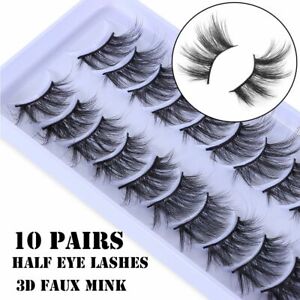 3D Faux Mink Lashes False Eyelashes Crisscross Natural Long Half Eye Lashes