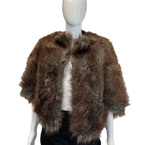 Junya Watanabe  Comme des Garcons Eco Fur Shawl Wrap Jacket AD2011  Brown Small - Picture 1 of 7