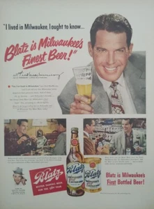 1949 vintage Blatz Print Ad, Milwaukees First Bottled Beer, Fred MacMurray - Picture 1 of 1