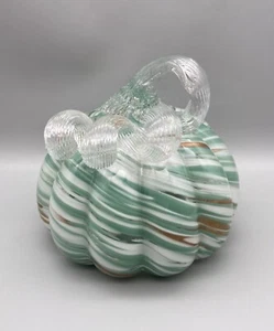 Vidrio de mica verde pálido blanco calabaza soplado a mano arte vidrio decoración de otoño BONITO - Imagen 1 de 8
